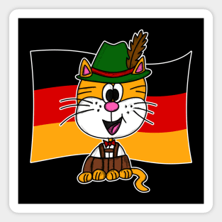 German Flag Cat Tyrolean Hat Lederhosen Germany Funny Magnet